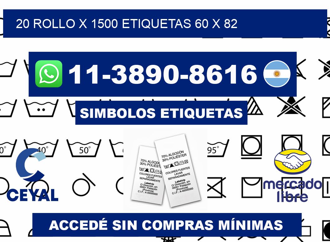 20 rollo x 1500 etiquetas 60 x 82