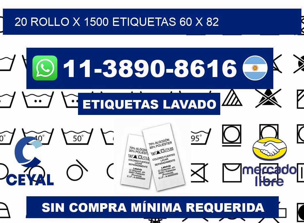 20 rollo x 1500 etiquetas 60 x 82