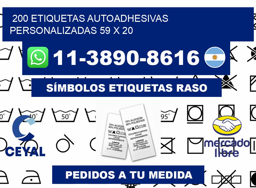200 Etiquetas autoadhesivas personalizadas 59 x 20