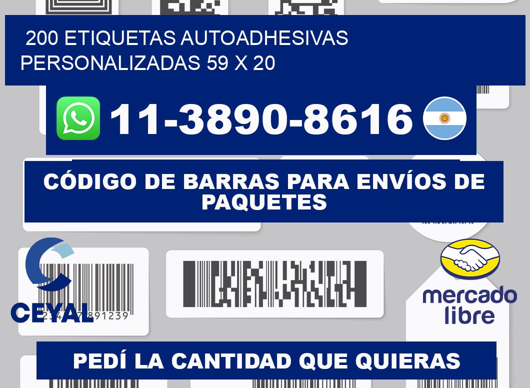 200 Etiquetas autoadhesivas personalizadas 59 x 20