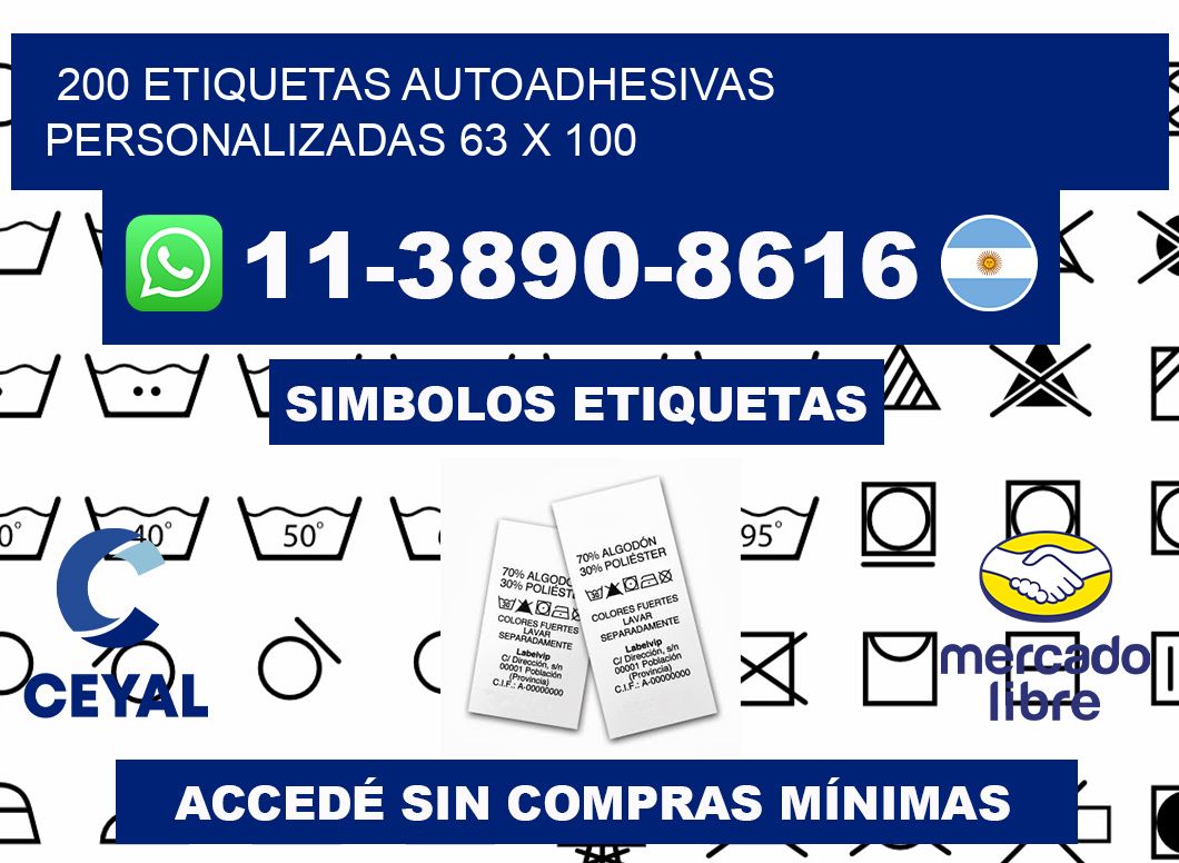 200 Etiquetas autoadhesivas personalizadas 63 x 100