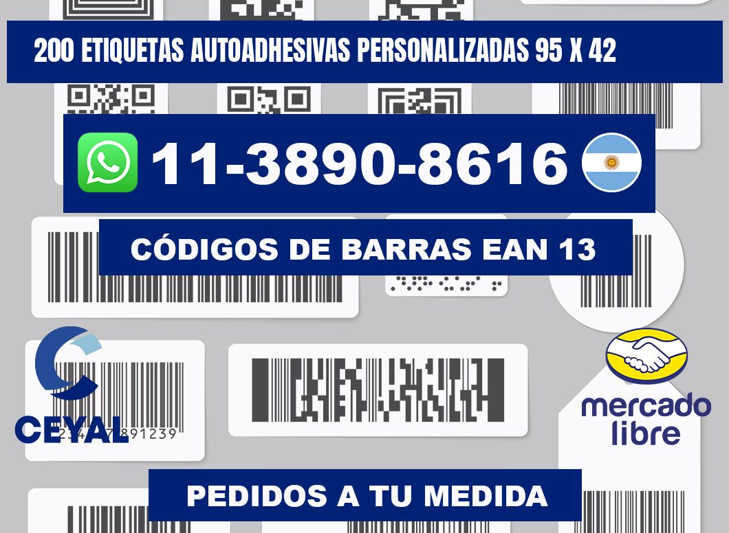 200 Etiquetas autoadhesivas personalizadas 95 x 42