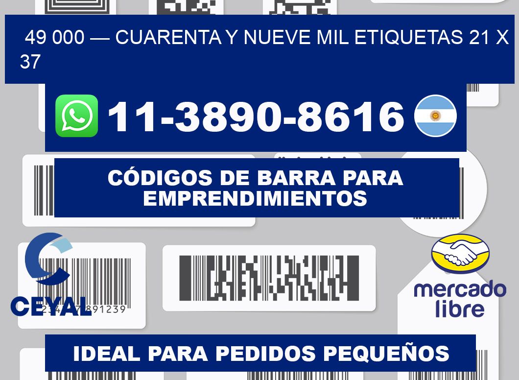 49 000 — cuarenta y nueve mil etiquetas 21 x 37