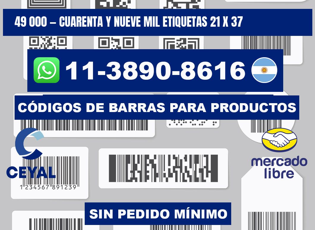 49 000 — cuarenta y nueve mil etiquetas 21 x 37