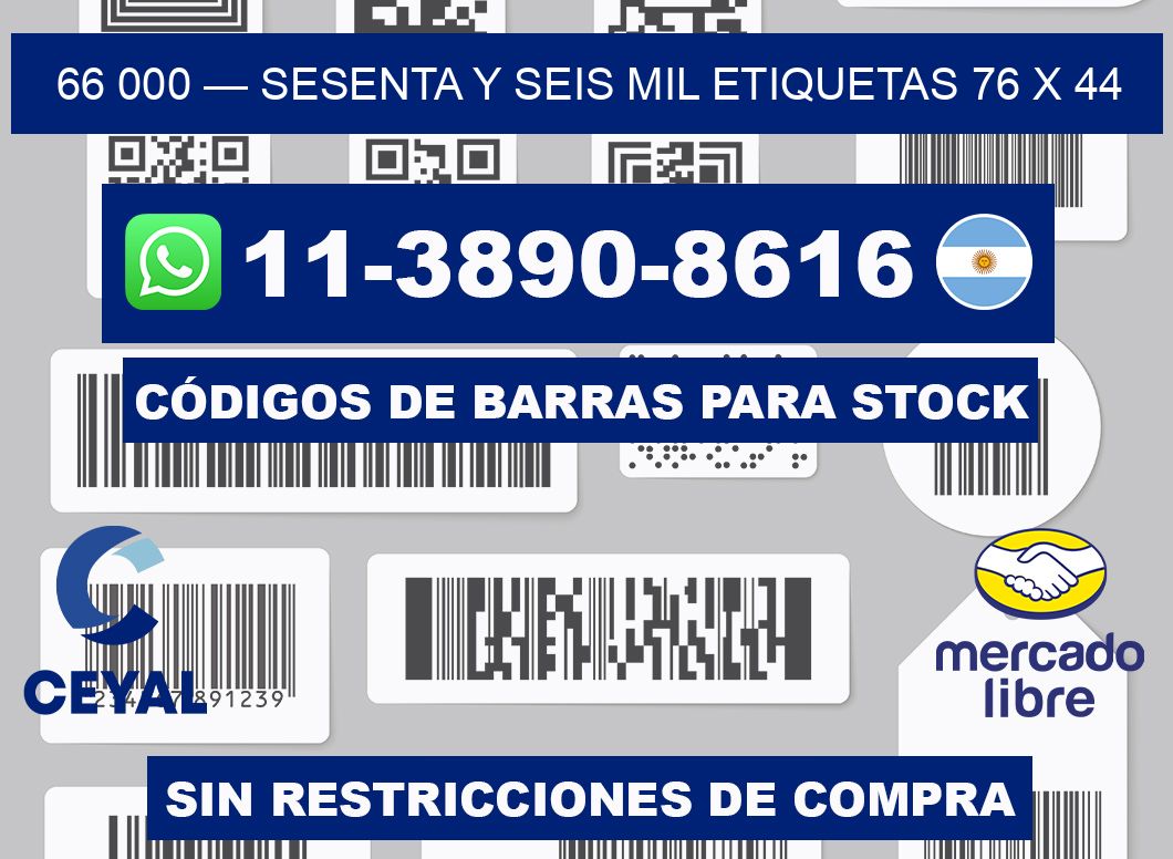 66 000 — sesenta y seis mil etiquetas 76 x 44