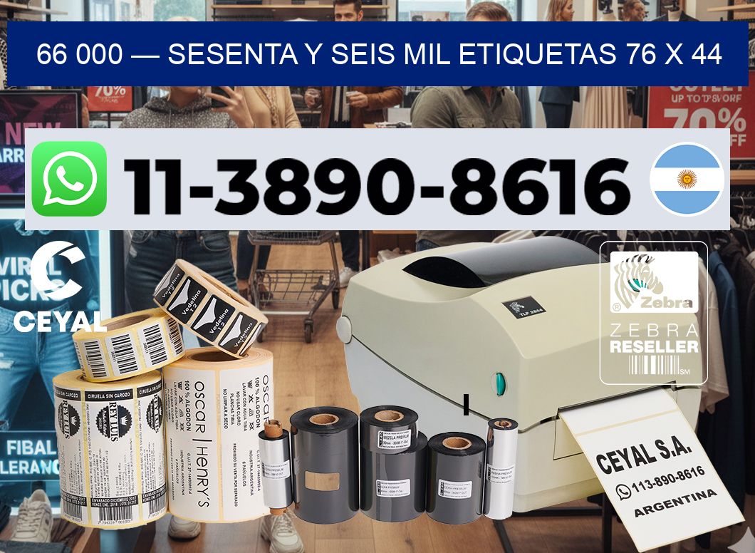 66 000 — sesenta y seis mil etiquetas 76 x 44