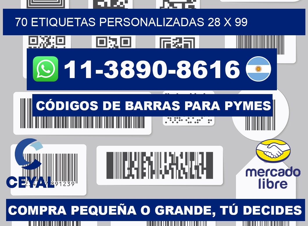70 ETIQUETAS PERSONALIZADAS 28 x 99