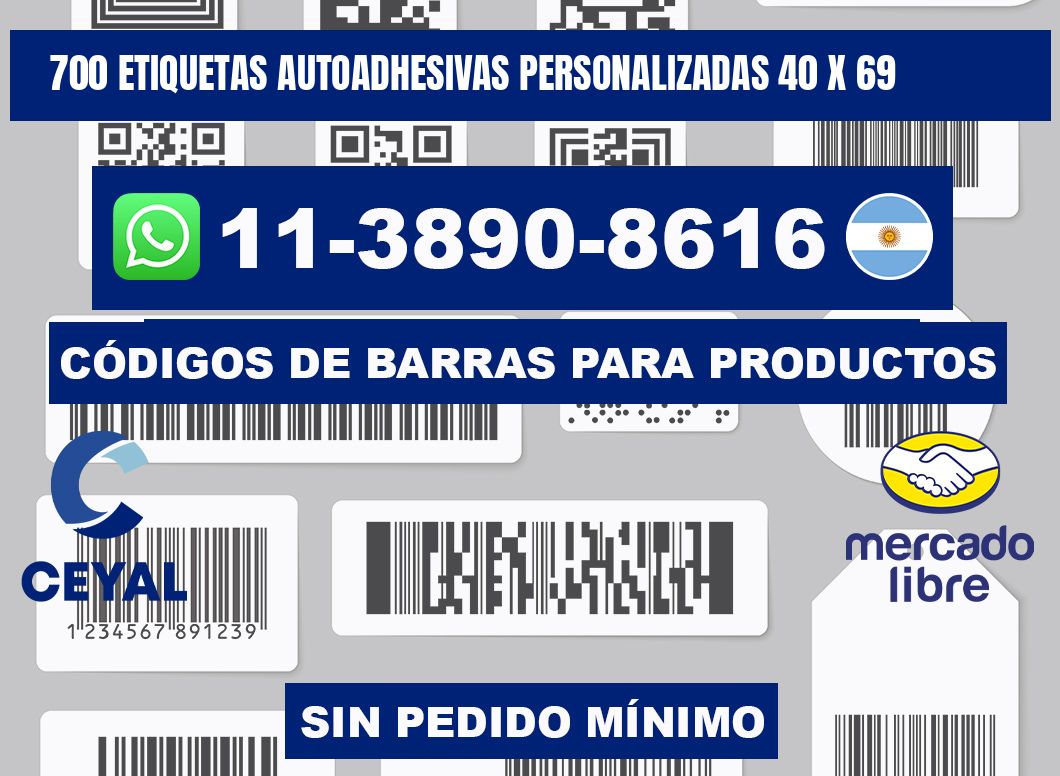 700 Etiquetas autoadhesivas personalizadas 40 x 69