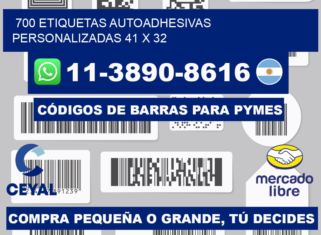 700 Etiquetas autoadhesivas personalizadas 41 x 32