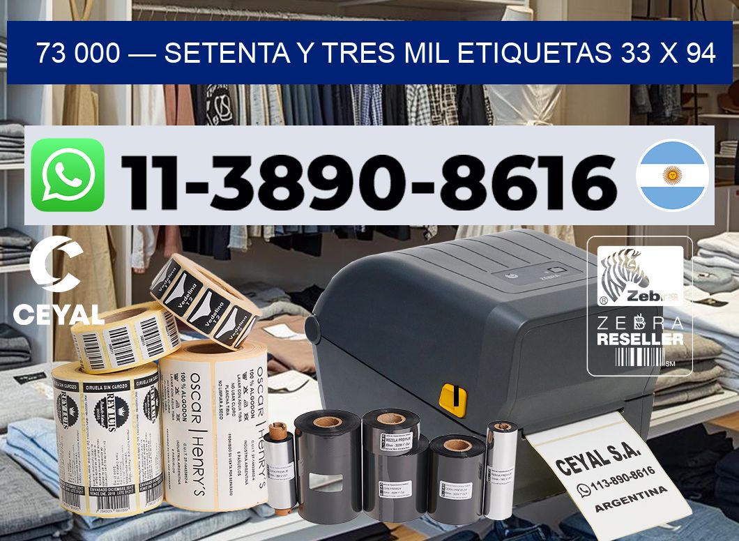 73 000 — setenta y tres mil etiquetas 33 x 94