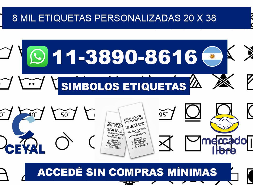 8 mil etiquetas personalizadas 20 x 38