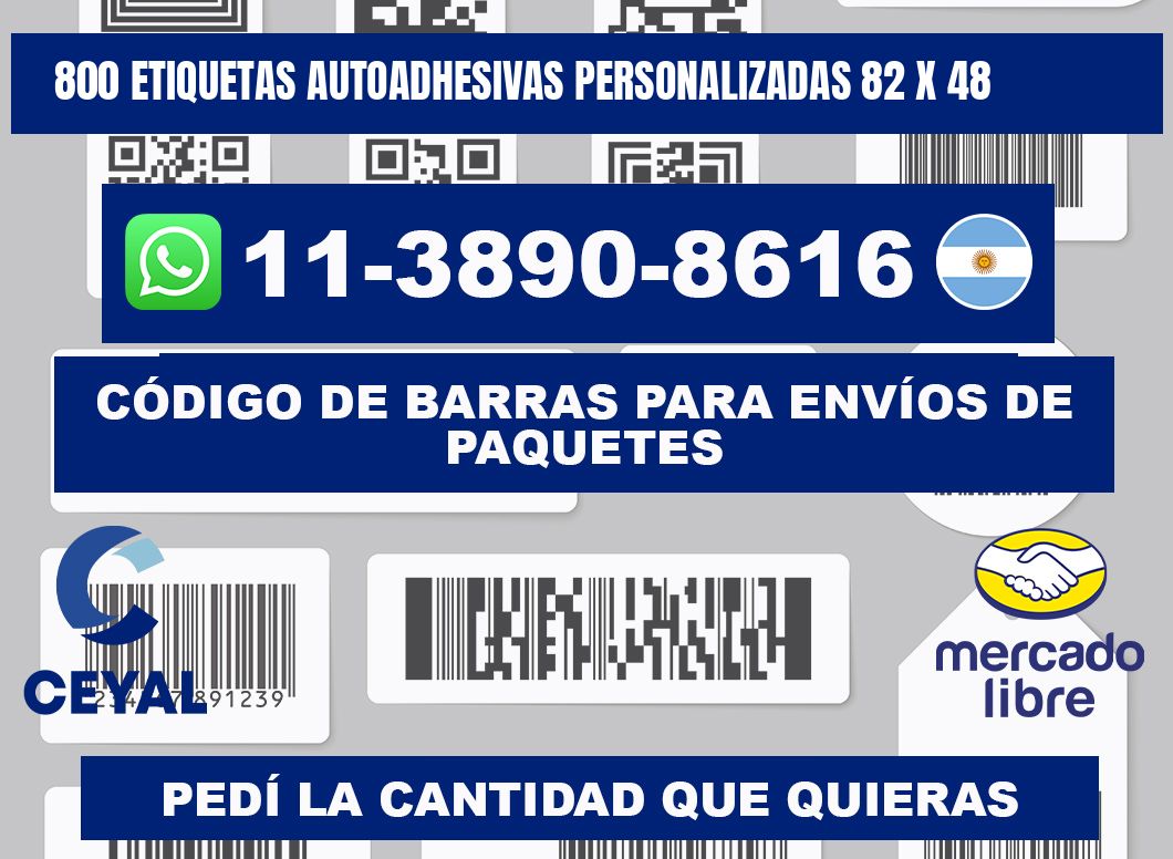 800 Etiquetas autoadhesivas personalizadas 82 x 48