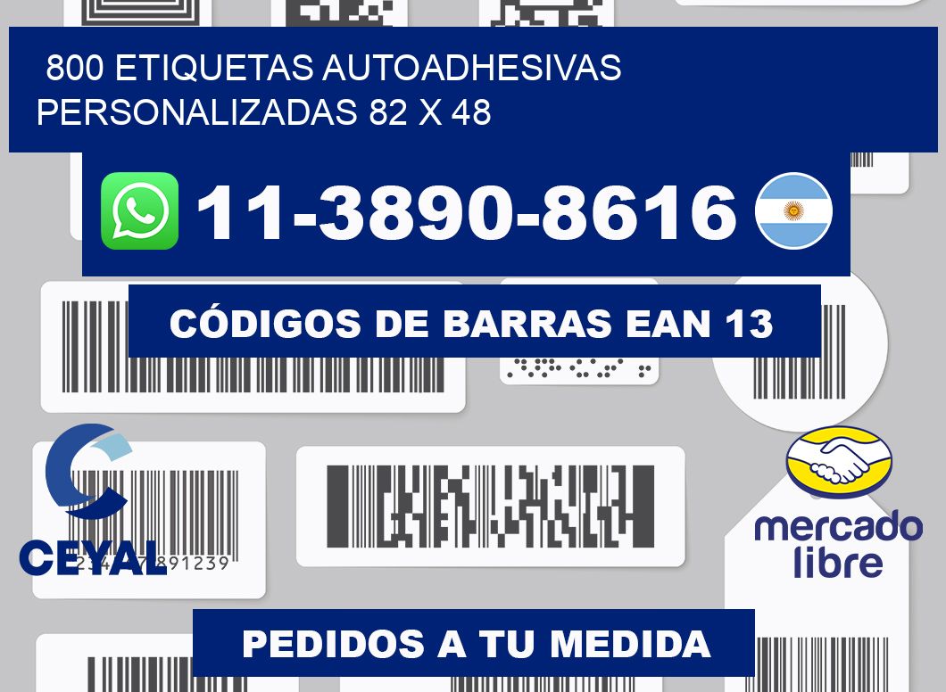 800 Etiquetas autoadhesivas personalizadas 82 x 48