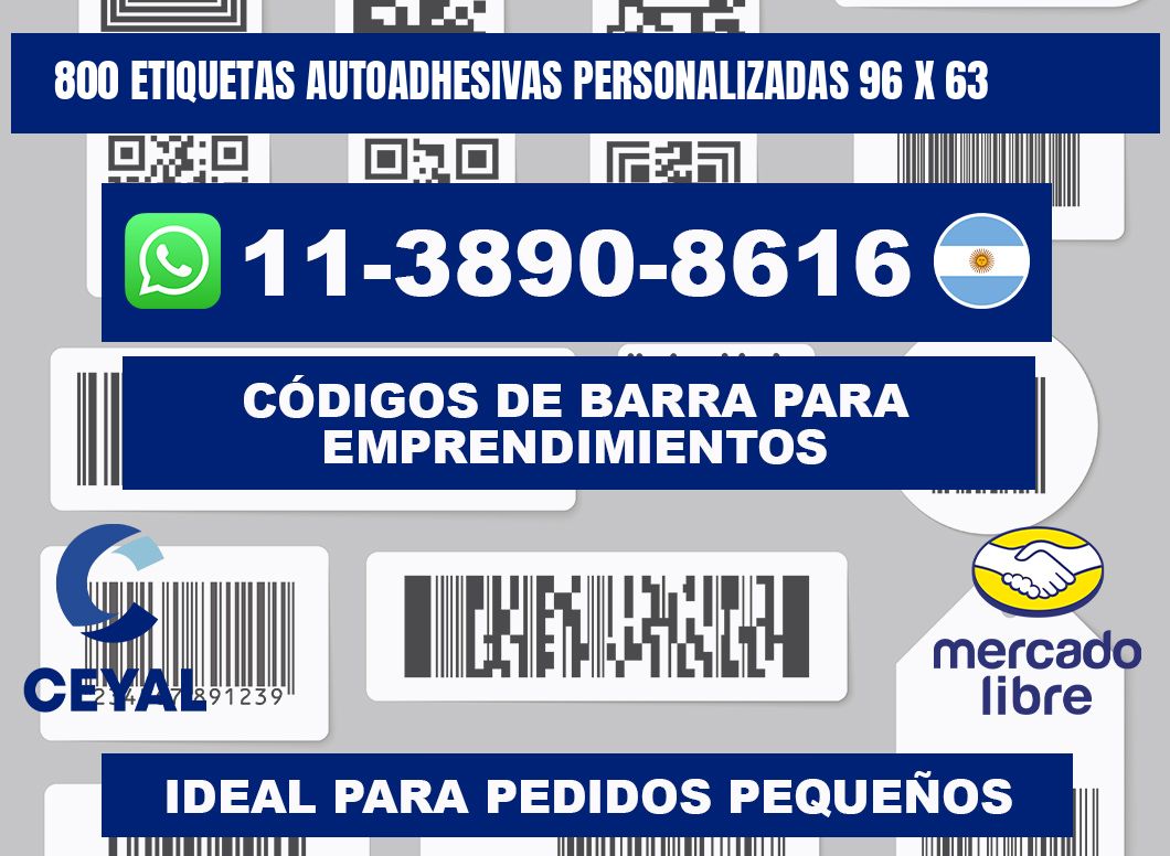 800 Etiquetas autoadhesivas personalizadas 96 x 63
