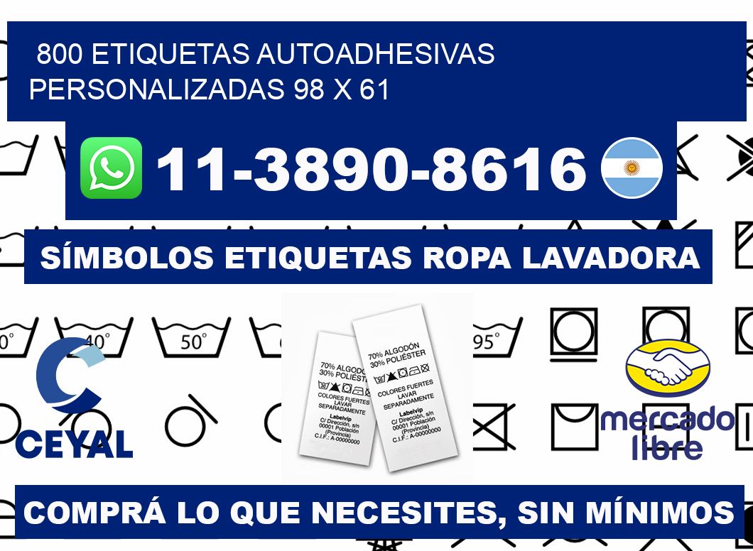 800 Etiquetas autoadhesivas personalizadas 98 x 61