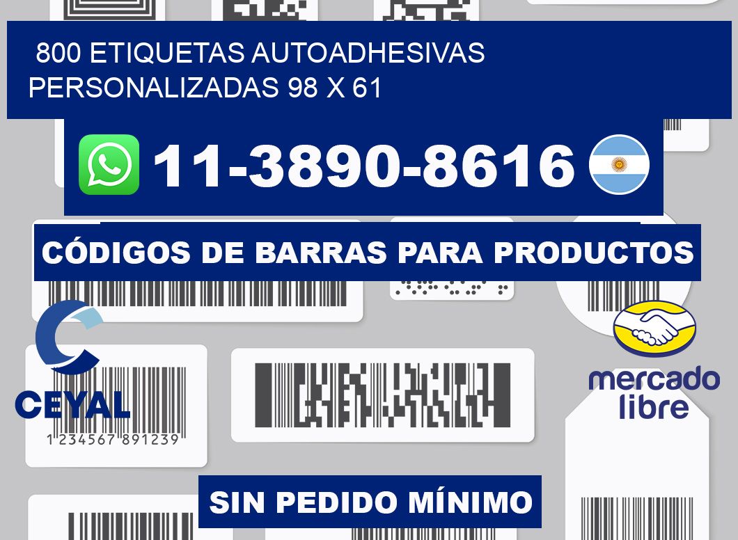 800 Etiquetas autoadhesivas personalizadas 98 x 61