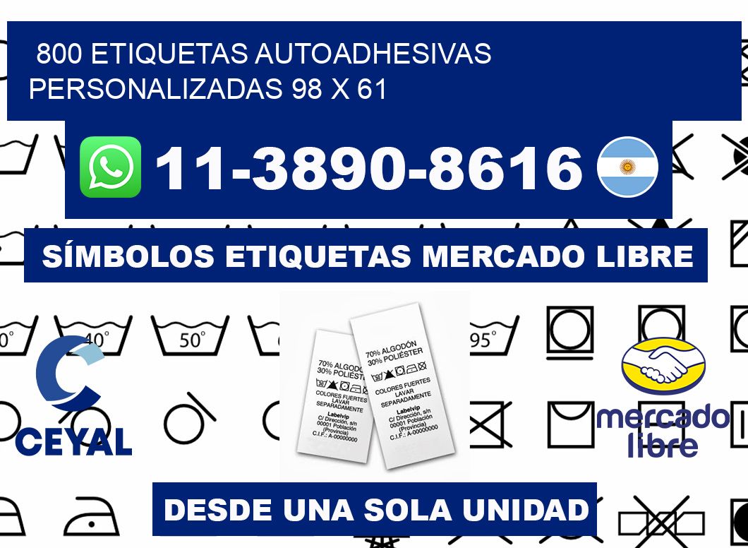 800 Etiquetas autoadhesivas personalizadas 98 x 61