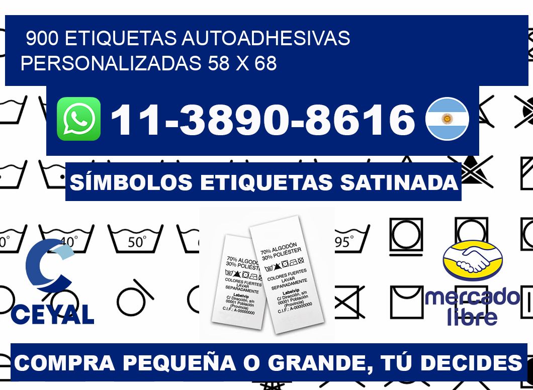 900 Etiquetas autoadhesivas personalizadas 58 x 68
