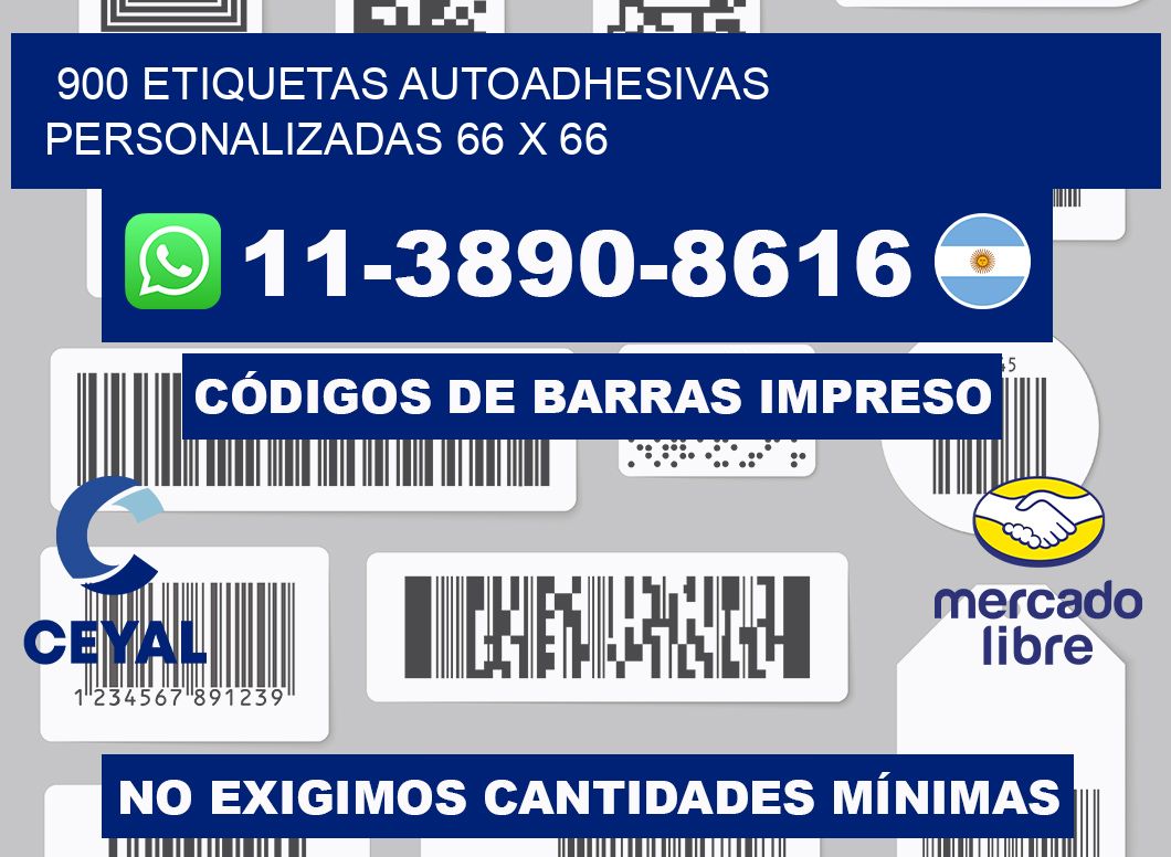 900 Etiquetas autoadhesivas personalizadas 66 x 66