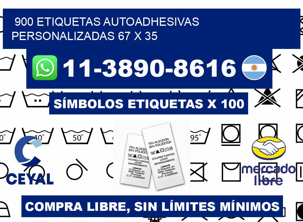 900 Etiquetas autoadhesivas personalizadas 67 x 35