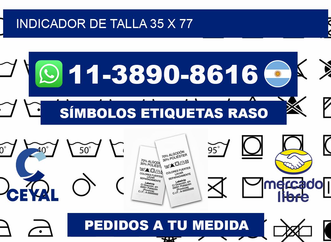 Indicador de talla 35 x 77