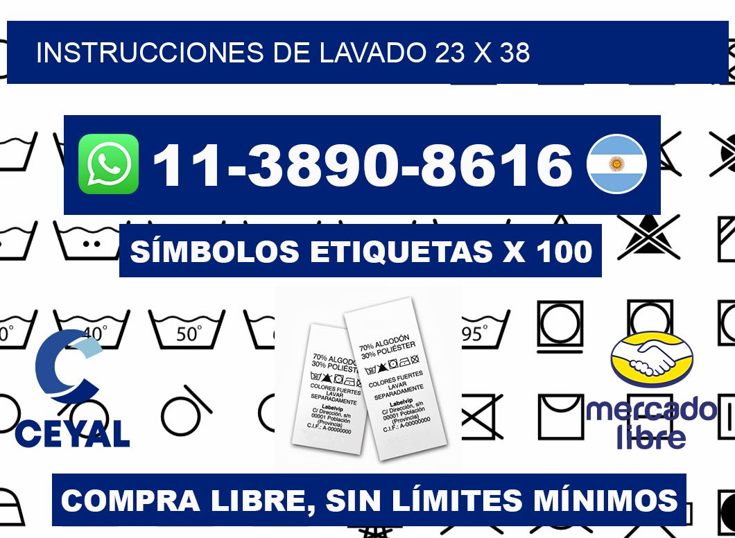 Instrucciones de lavado 23 x 38