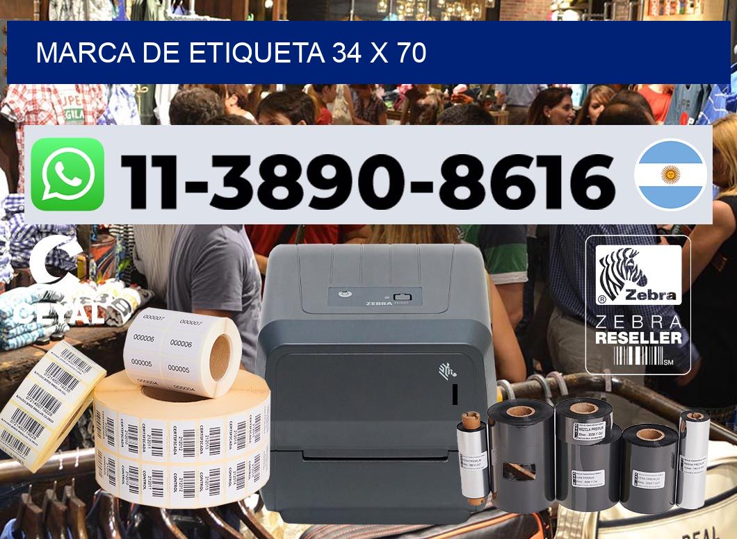 Marca de etiqueta 34 x 70