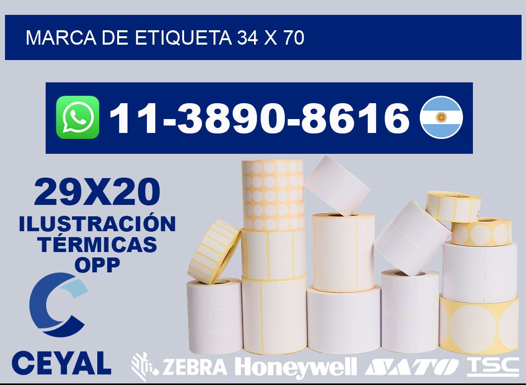 Marca de etiqueta 34 x 70