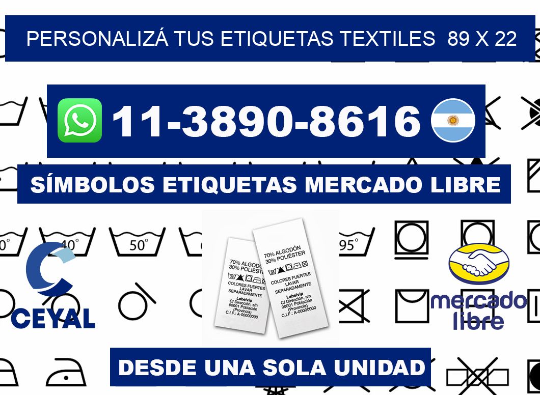 PERSONALIZÁ TUS ETIQUETAS TEXTILES  89 x 22