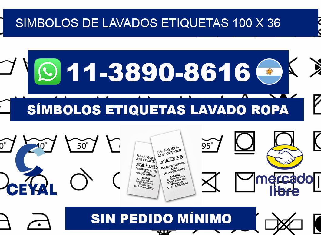 SIMBOLOS DE LAVADOS ETIQUETAS 100 x 36