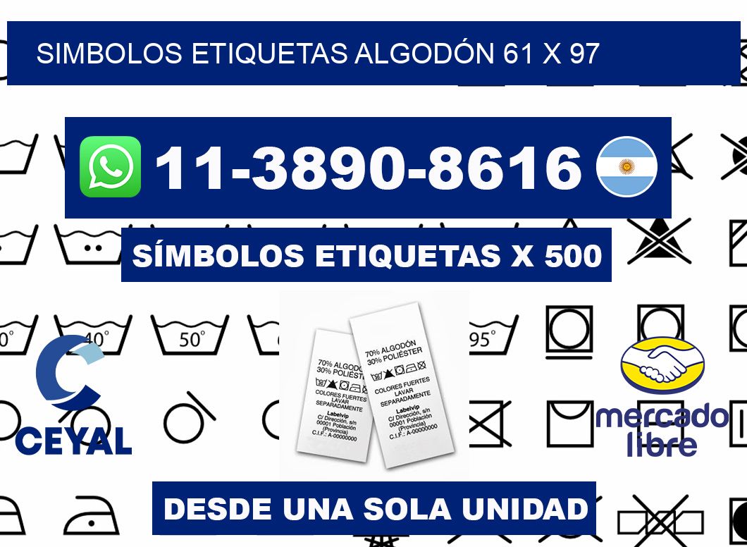 SIMBOLOS ETIQUETAS ALGODÓN 61 x 97