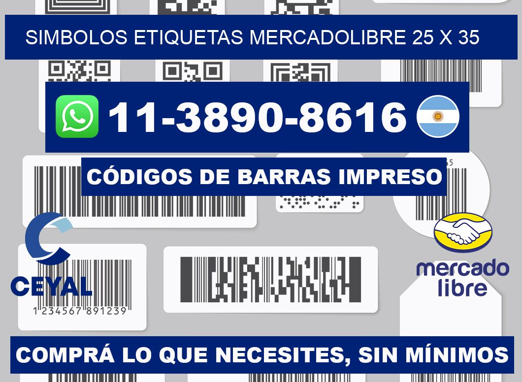 SIMBOLOS ETIQUETAS MERCADOLIBRE 25 x 35