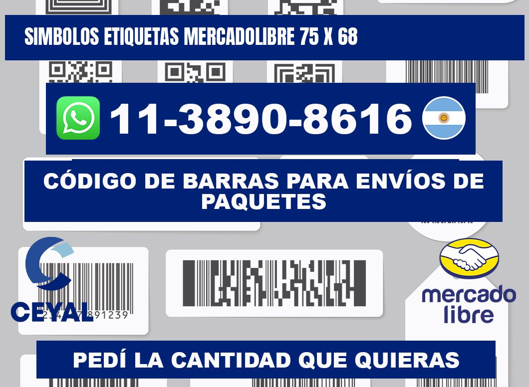 SIMBOLOS ETIQUETAS MERCADOLIBRE 75 x 68