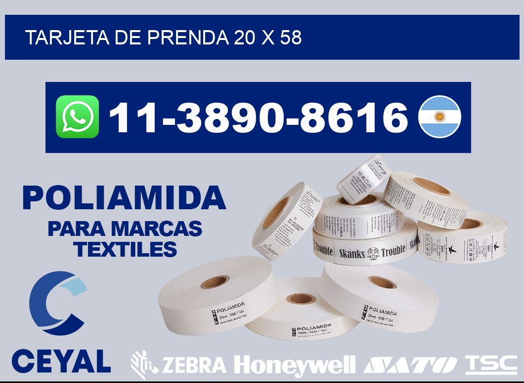 Tarjeta de prenda 20 x 58