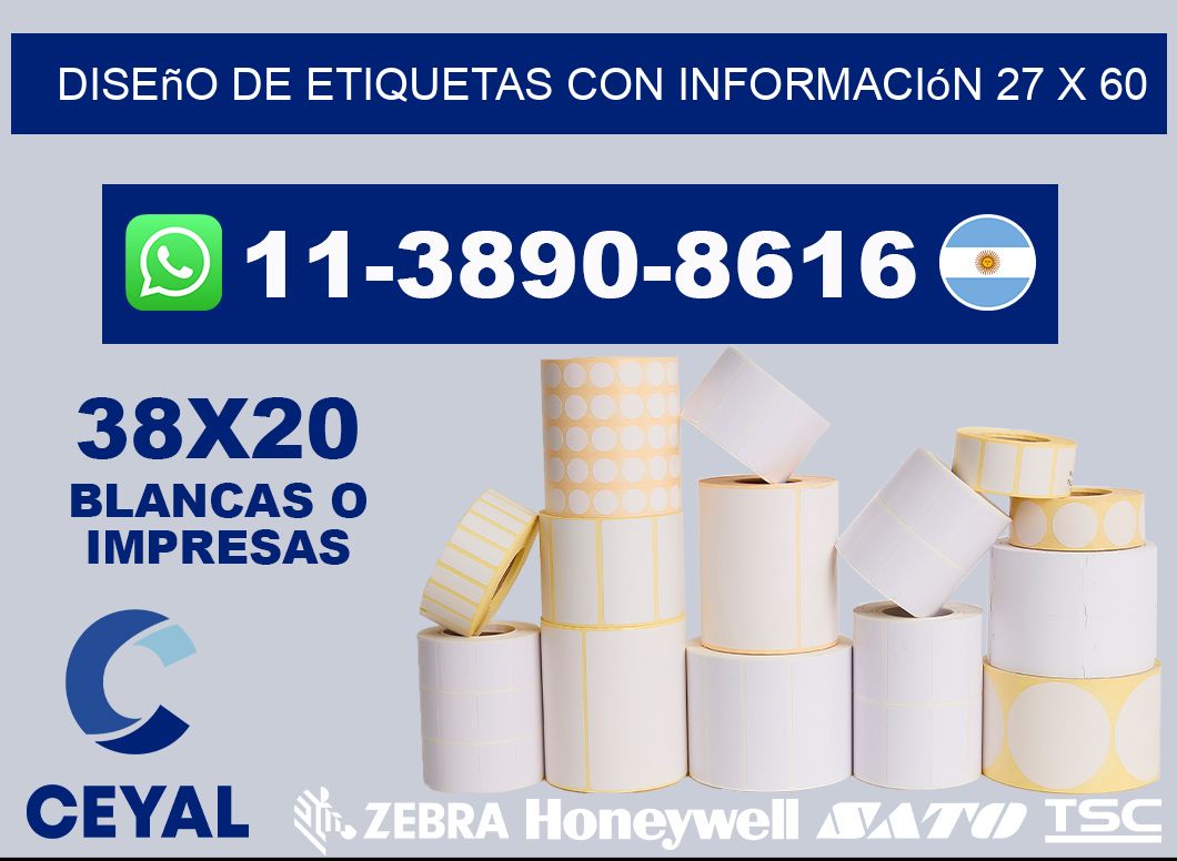 diseño de etiquetas con información 27 x 60