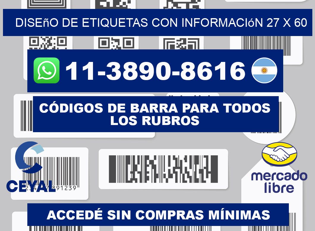 diseño de etiquetas con información 27 x 60