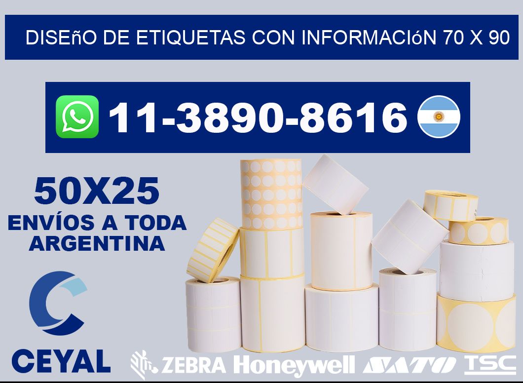 diseño de etiquetas con información 70 x 90
