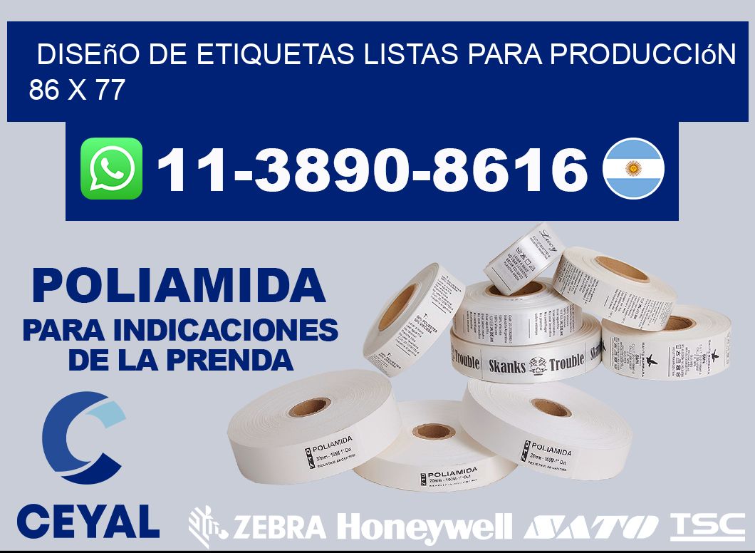 diseño de etiquetas listas para producción 86 x 77