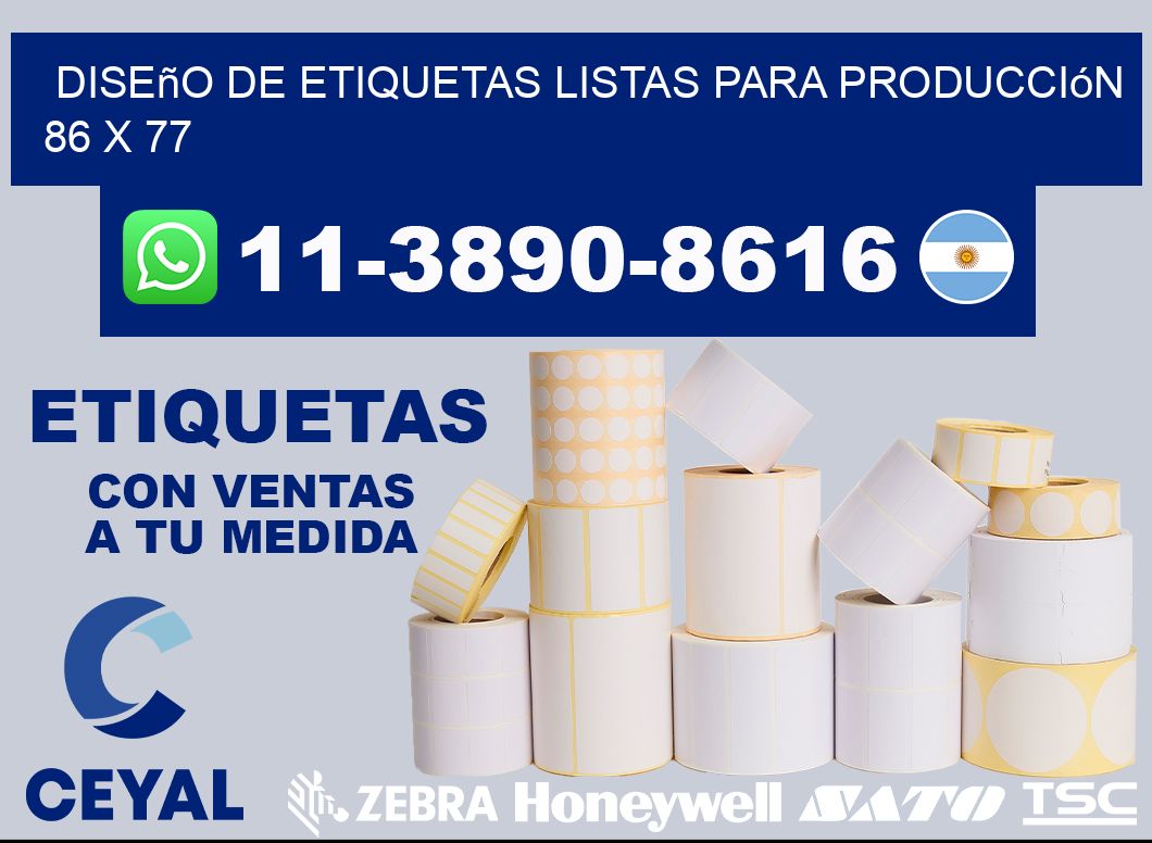 diseño de etiquetas listas para producción 86 x 77