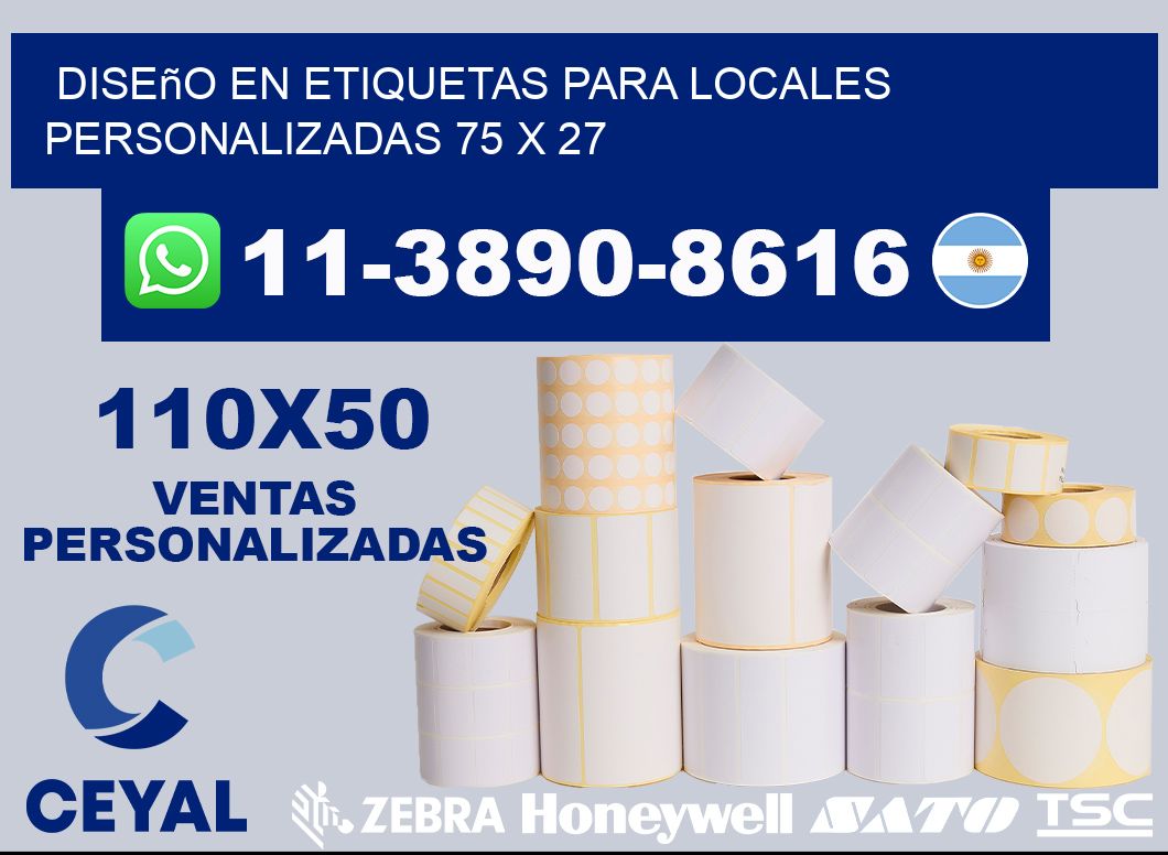 diseño en etiquetas para locales personalizadas 75 x 27
