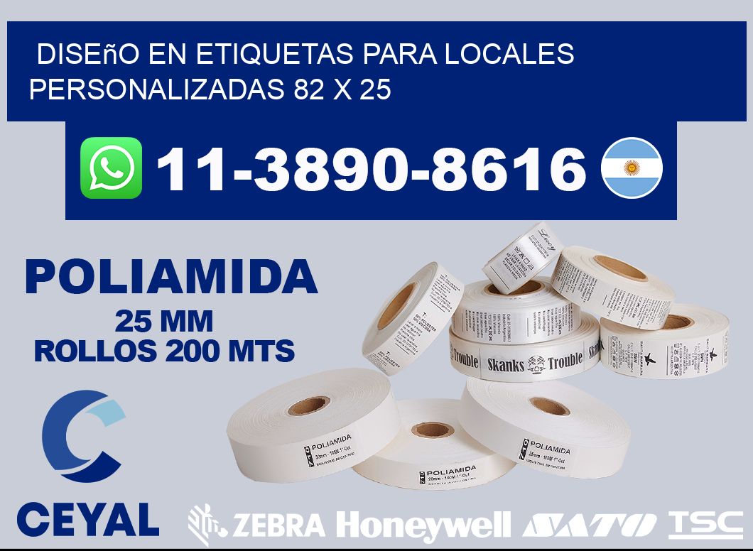 diseño en etiquetas para locales personalizadas 82 x 25