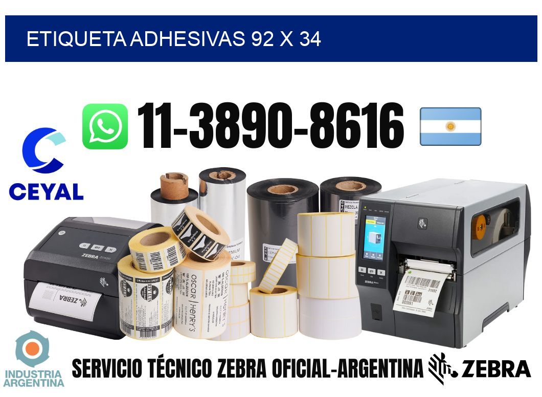 etiqueta adhesivas 92 x 34