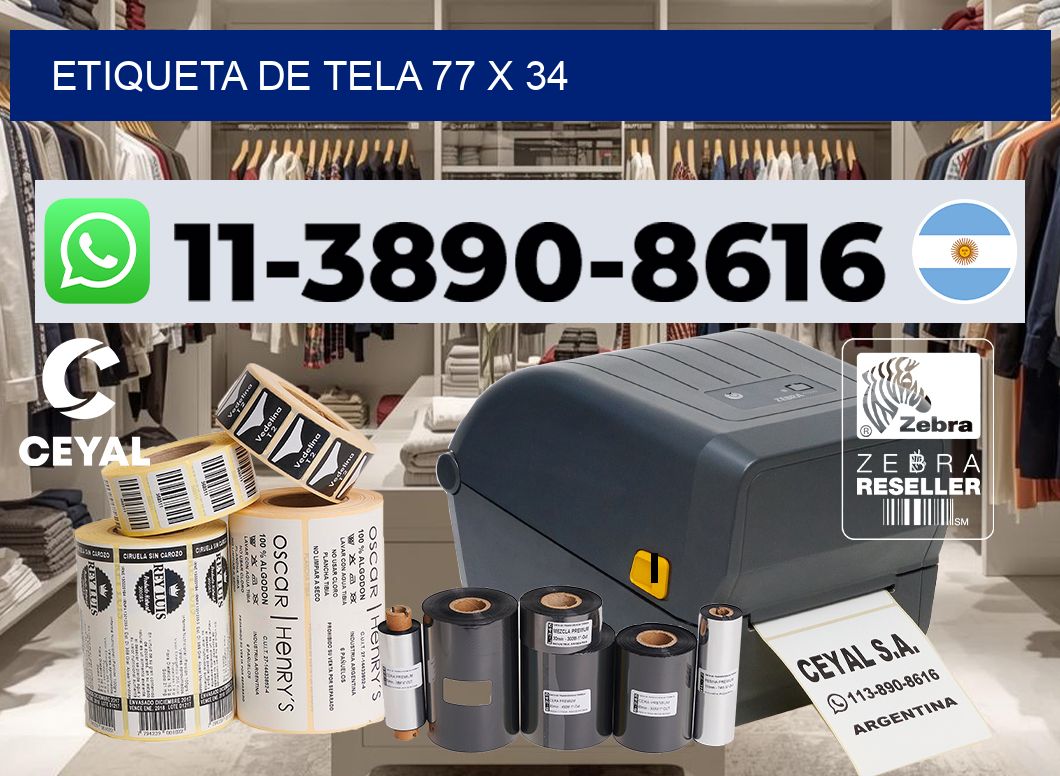 etiqueta de tela 77 x 34