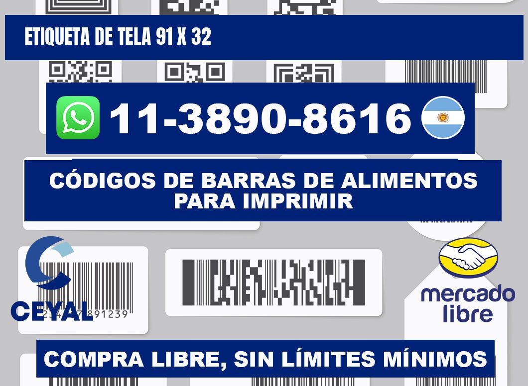 etiqueta de tela 91 x 32