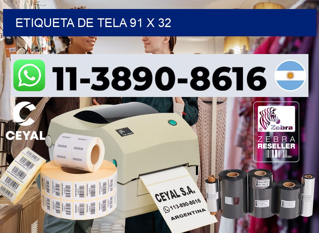 etiqueta de tela 91 x 32