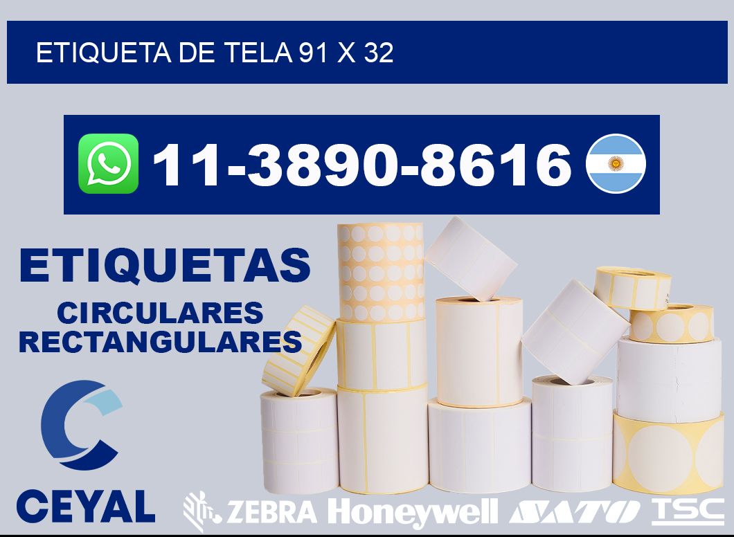 etiqueta de tela 91 x 32