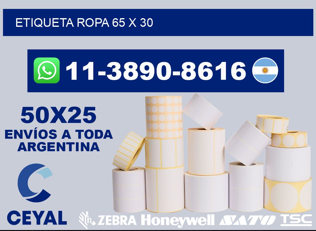 etiqueta ropa 65 x 30