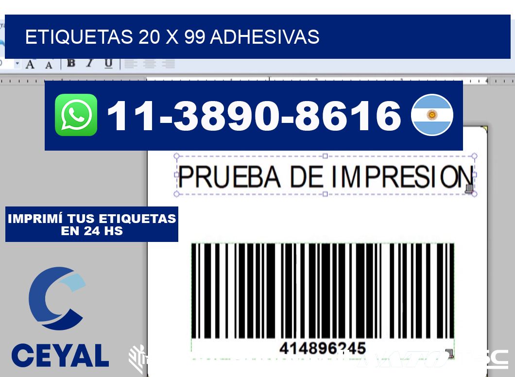 etiquetas 20 x 99 adhesivas