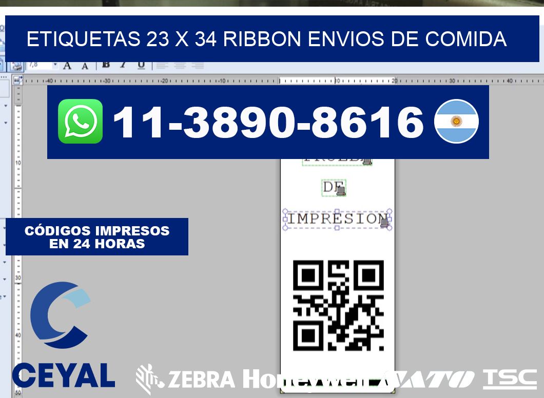 etiquetas 23 x 34 ribbon envios de comida