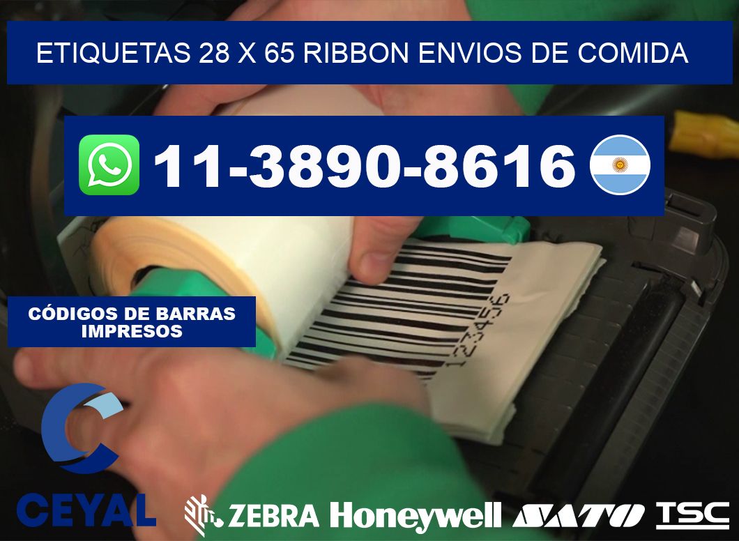 etiquetas 28 x 65 ribbon envios de comida